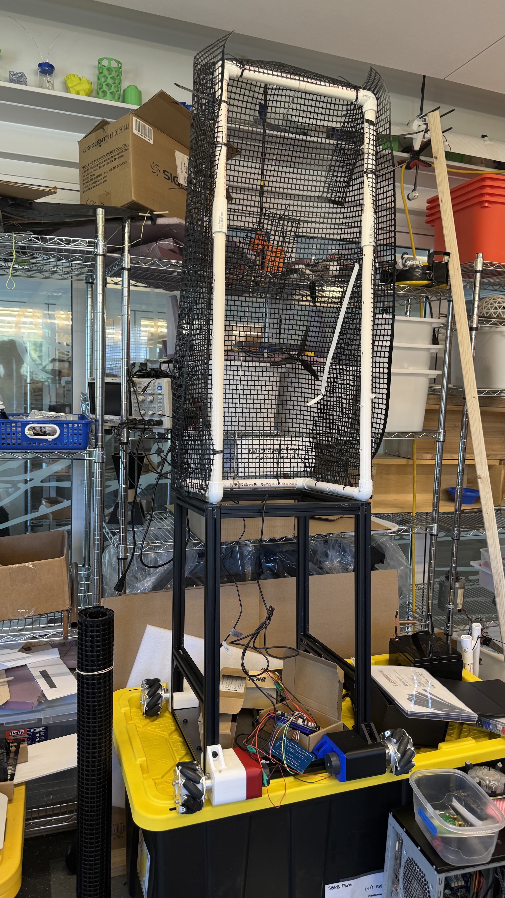 Squat build in progress — shooter assembly
